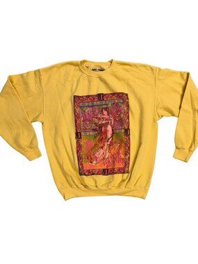 Janis Joplin Yellow Tour Crewneck Printed Sweatshirt Size M/L